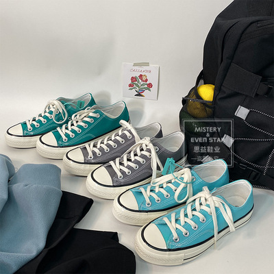 帆布鞋韩国梨花灰经典情侣板鞋