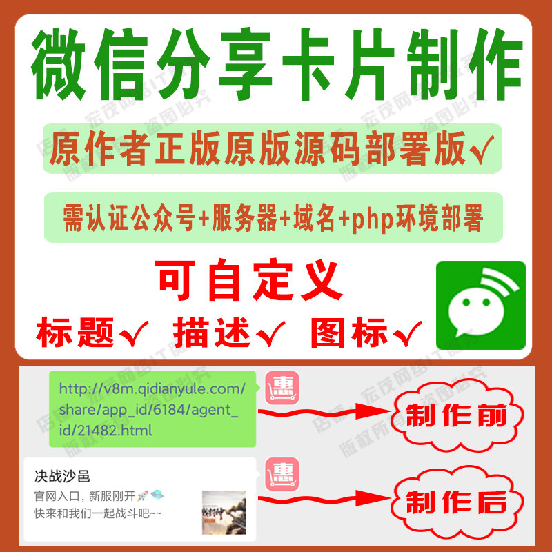 微信分享卡片链接制作自定义分享标题描述图标源码正版原版源码