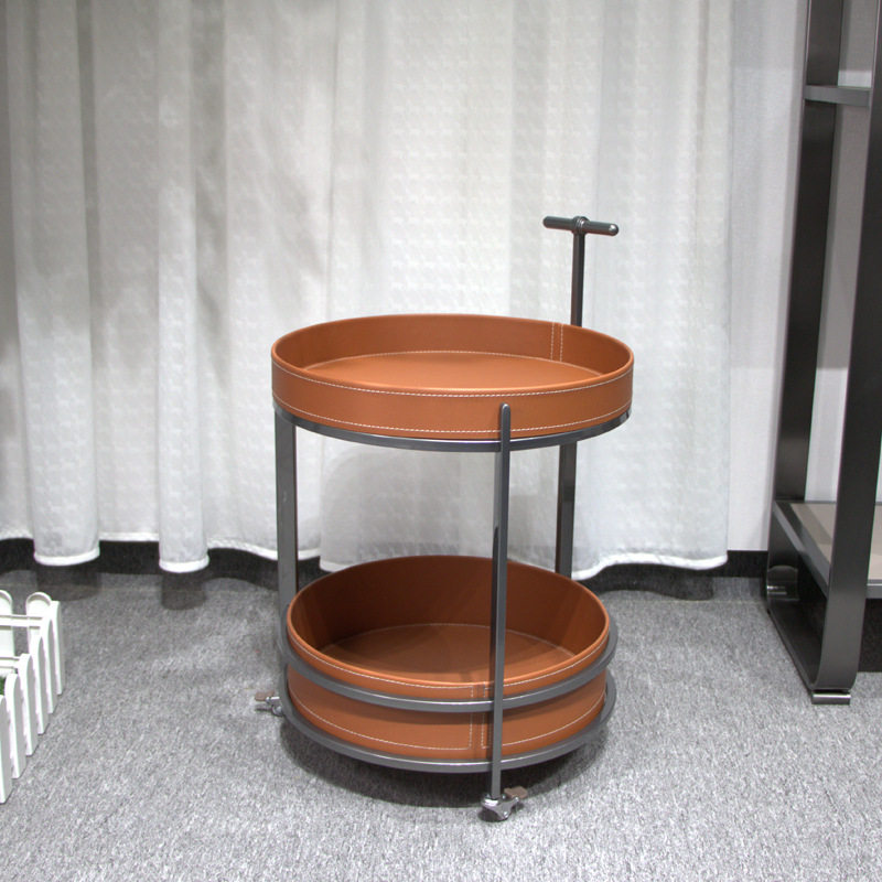 设计师款意式轻奢移动手推车 马鞍皮沙发圆形边几茶几家用摩登,住宅家具,角几/边几,淘宝优惠券,粉丝福利购,淘宝优惠卷