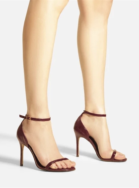 Arezzo巴西专柜正品代购2025年春夏新款牛皮鳄鱼纹经典一字带凉鞋