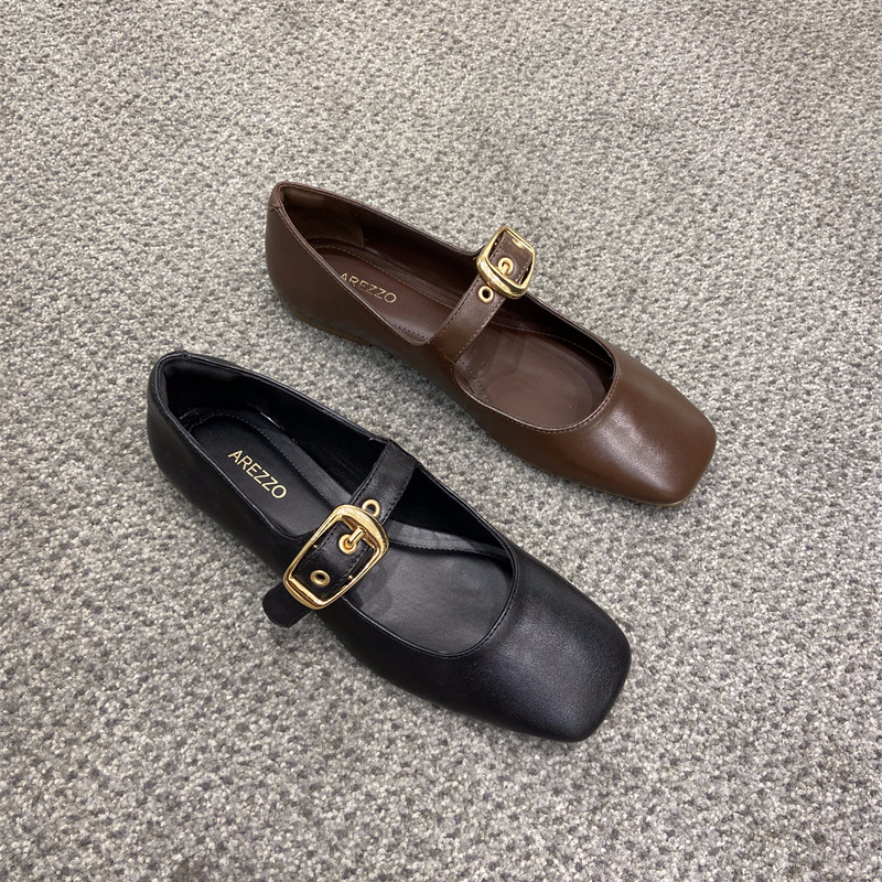 Arezzo巴西专柜正品代购2025年秋新款法式复古搭扣玛丽珍平底单鞋