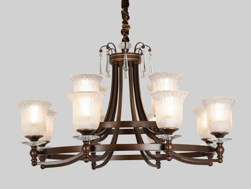 美式复古客厅吊灯简约欧式主灯餐厅卧室铁艺咖啡色经典艺术灯