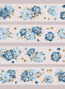 438 墨墨若墨【雾蓝】和纸模切 5.5×100cm 手帐胶带分装