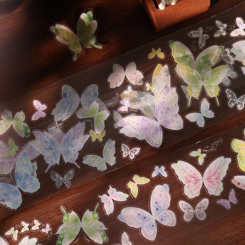 617 壹洱【蝉梦之蝶】贝壳金/贝壳银模切 5.5×100cm手帐胶带分装