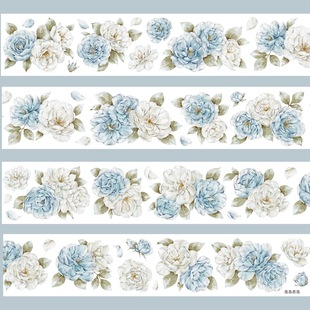 304 墨墨若墨【碧蓝】和纸模切 5.5×100cm 手帐胶带分装