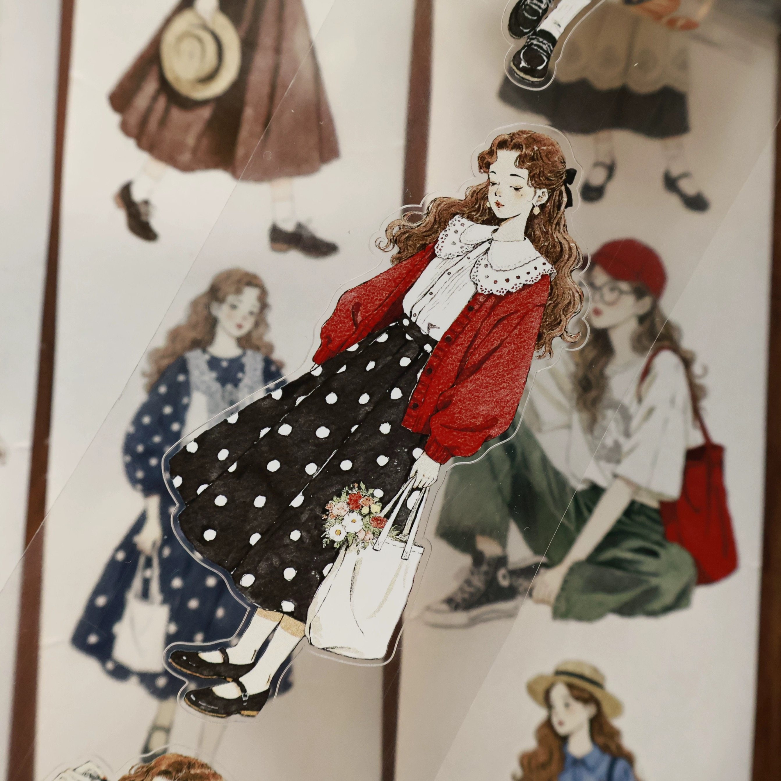 372 壹洱【森林女孩】和纸PET模切 5.5×120cm 手帐胶带分装