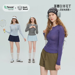 2025秋冬瑜伽服女天丝莱赛尔天奴丽丝羊毛运动休闲纽扣健身长袖