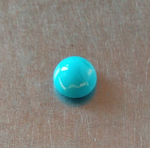 手工精制 白线纹 高瓷高蓝 原矿绿松石无优化 极小 圆 戒面 5*4