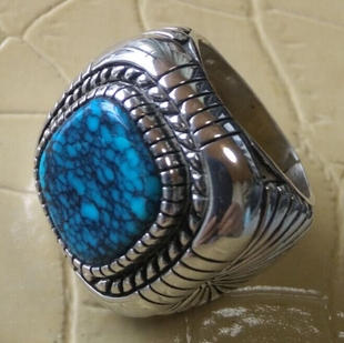 绿松石 原矿 无优化 高瓷超蓝 戒指 云盖寺 活口可调 乌兰花