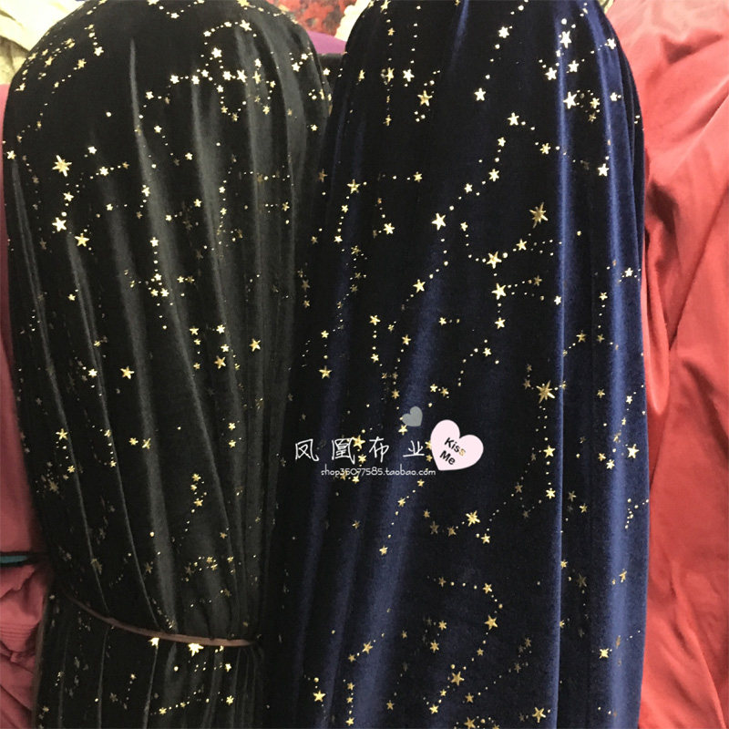 烫金星星植绒冰花针织弹力金丝绒布料连衣裙旗袍小衫舞蹈丝绒布料