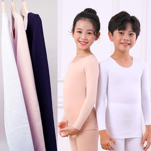 儿童白色打底衣紧身弹力男童纯白色上衣T恤演出服内衣春秋舞蹈服
