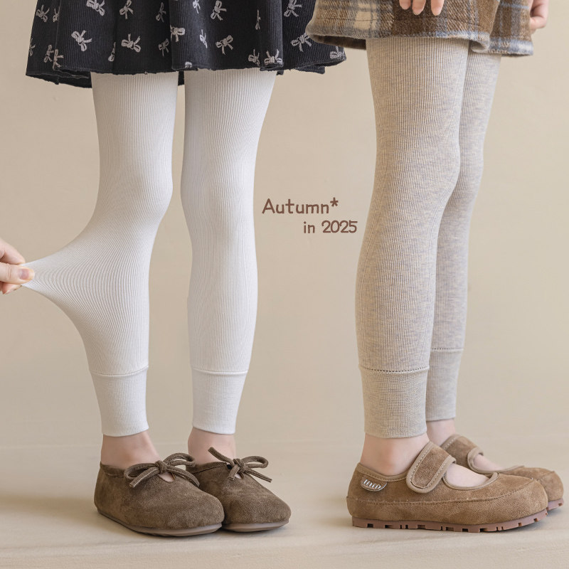 女童打底裤秋冬中厚薄绒九分裤不连脚女童舞蹈袜女宝外穿长裤加绒