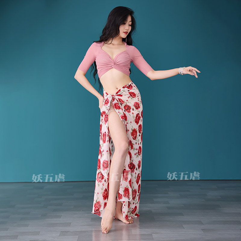 肚皮舞2025新款套装裙子  仙女款雪纺印花东方舞蹈团体表演出班服