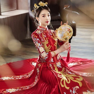 2026新款秀禾服女新娘礼服中式婚纱复古修身龙凤褂嫁衣秀和服大码