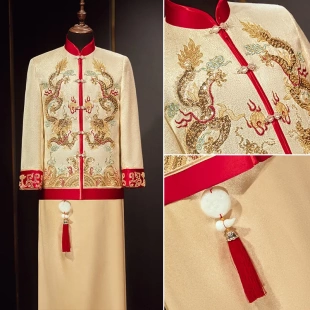 秀禾服男装2025新款结婚礼服中式新郎服中国风男士唐装秀禾龙凤褂