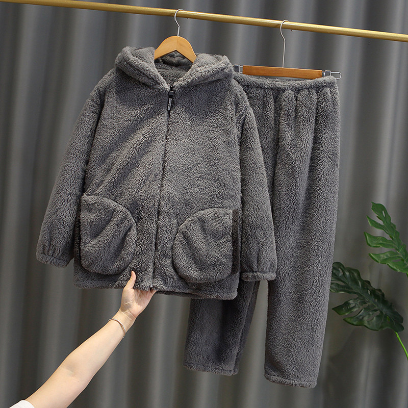 儿童睡衣春秋冬季珊瑚绒加厚保暖法兰绒家居服套装亲子可外穿可爱