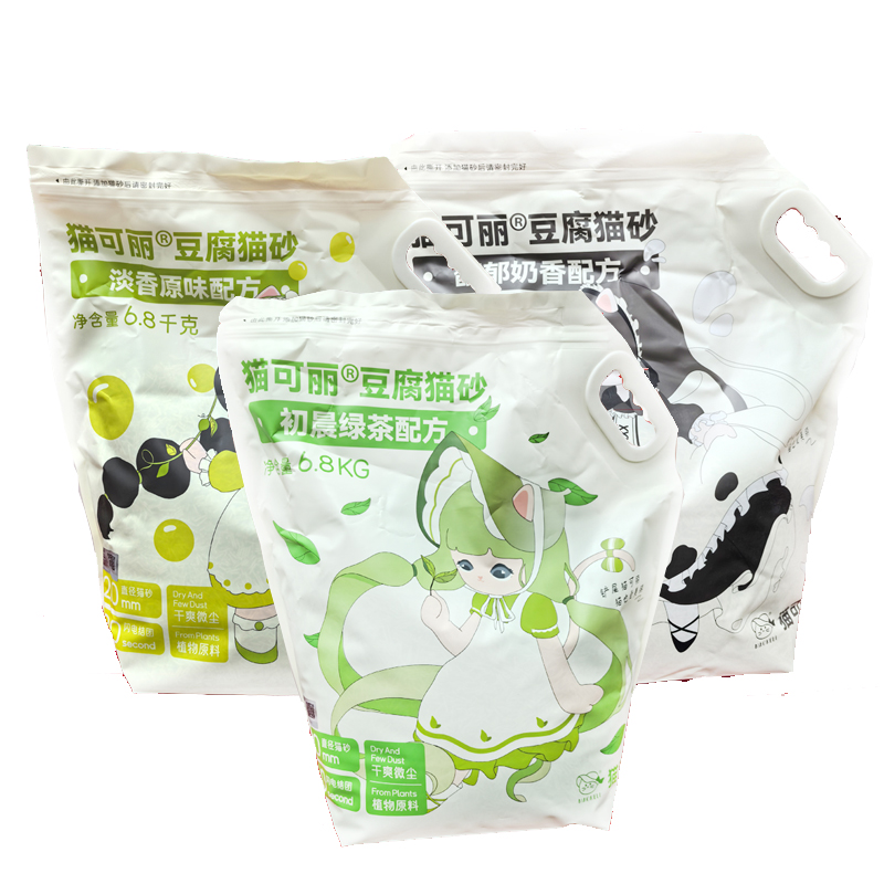 猫可丽豆腐猫砂可冲马桶多倍吸水原味绿茶奶香6.8kg绿茶味奶香6kg