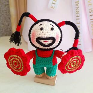 如花二人转手帕如花手绢毛线手工编织钩织diy玩偶材料钩针茄子转