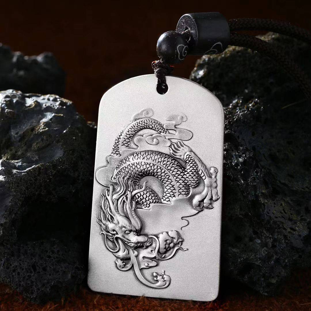 足银999霸气平安无事牌吊坠