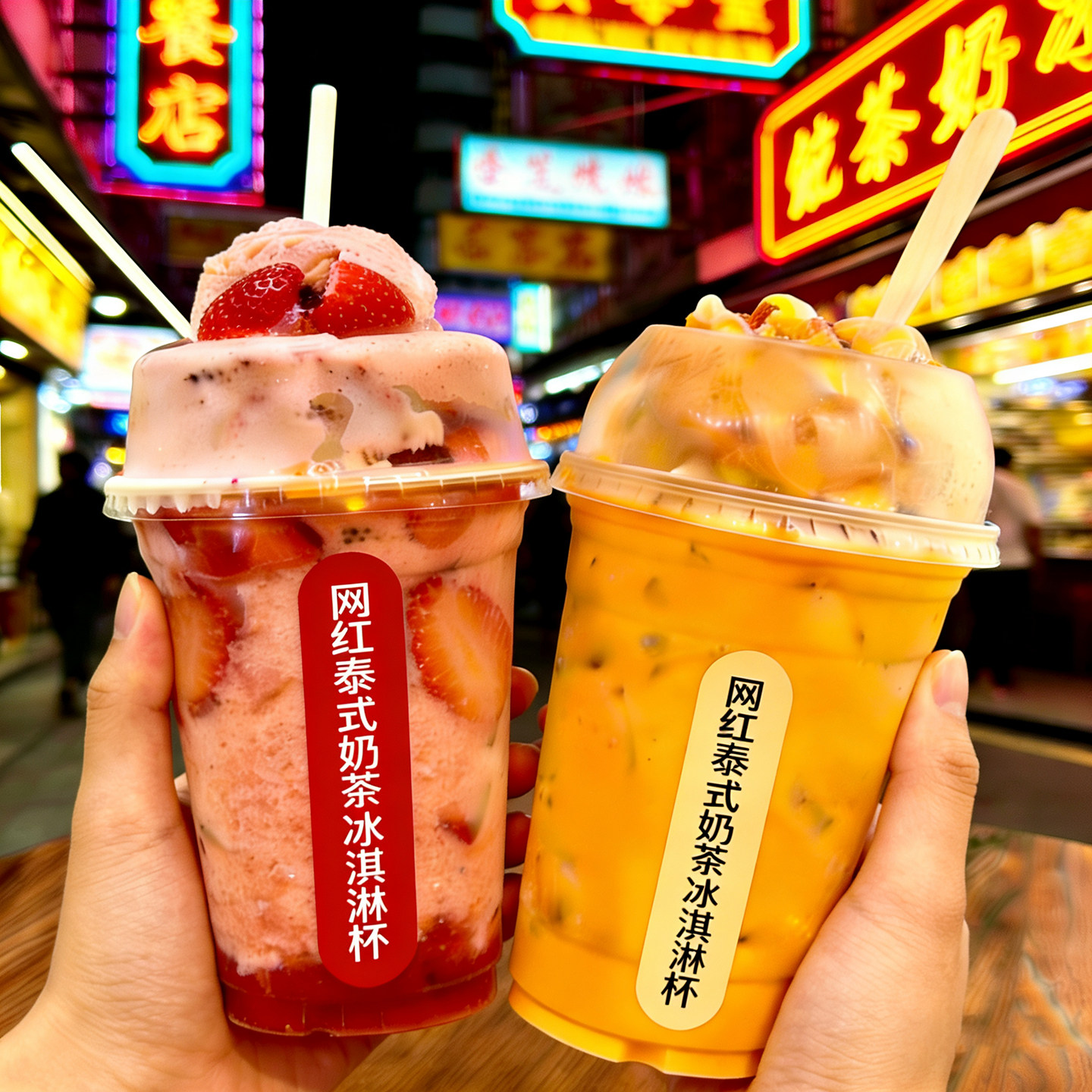 98口径pet网红泰式奶茶冰淇淋杯