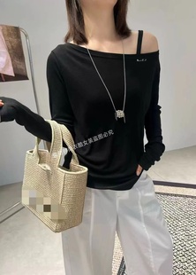 女长袖 欧洲站2025年夏季 一字肩黑色冰丝针织衫 新款 防晒上衣潮 时尚