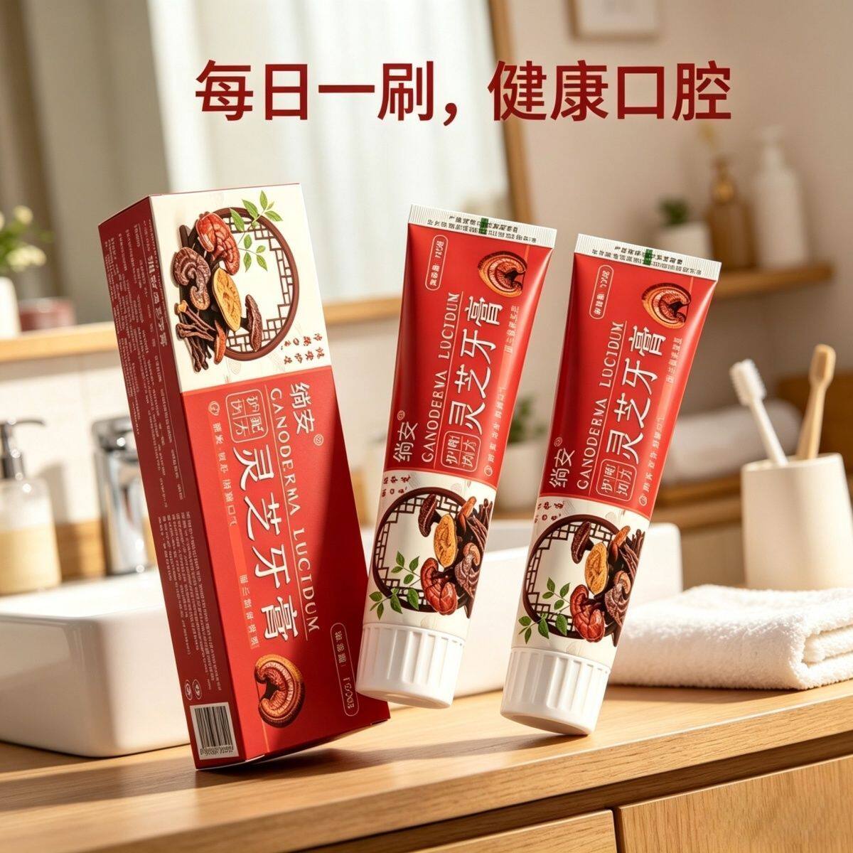 礼品家用灵芝牙膏72支整箱装