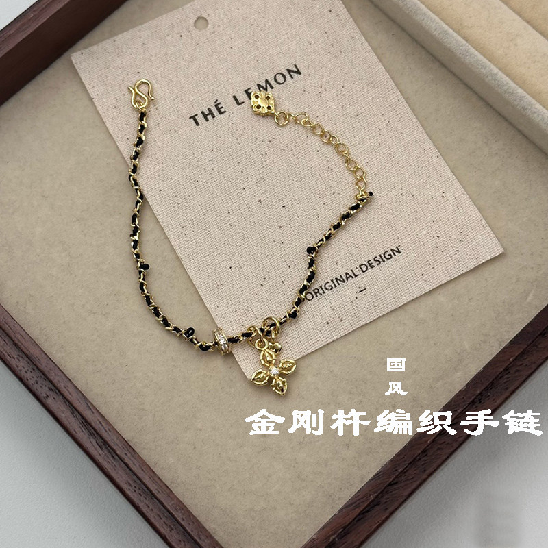 十字架金刚杵纯银手链新款高级感