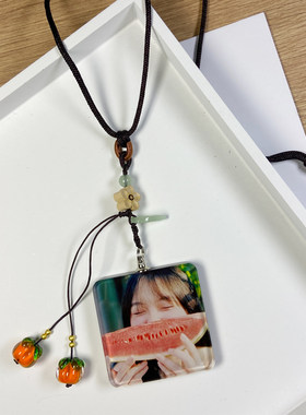 照片双面定制柿柿平安如意汽车挂件车载挂坠生日礼物送男女朋友