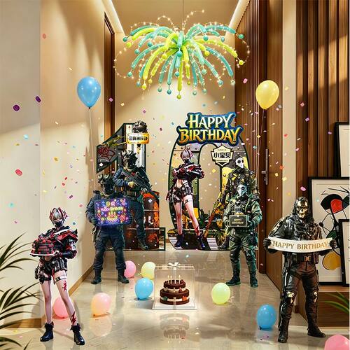 三角洲行动八岁儿童生日场景装饰布置男孩10岁派对背景墙kt板12岁