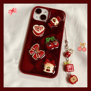 创意滴胶糖果樱桃蛋糕适用ihone16promax苹果15pro手机壳14新款13