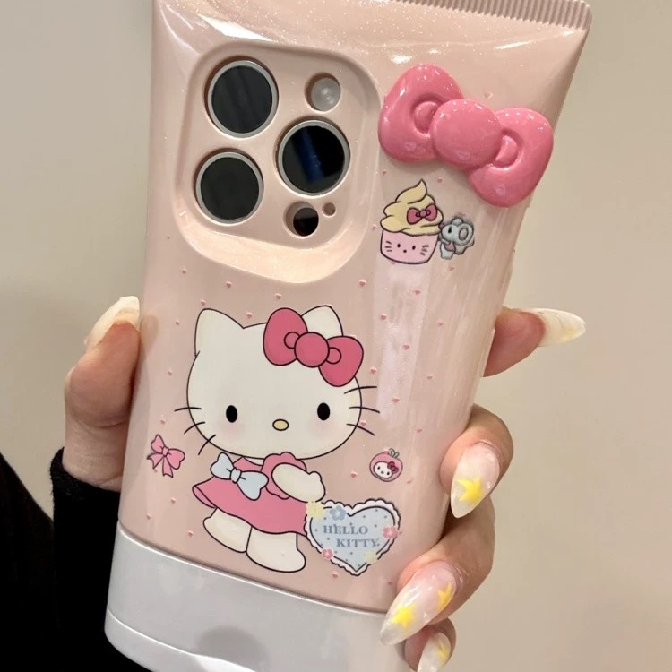 创意波点立体蝴蝶结猫咪洗面奶iphone16prom手机壳苹果15新款14pr