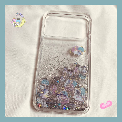 塔成 适用于韩系可爱双子星闪粉流沙适用苹果17手机壳iphone16pr