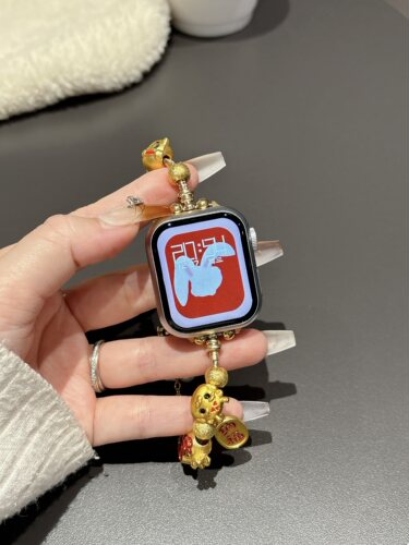 中国风招财表带适用iwatchS97/8手链applewatch苹果手表6代se45mm