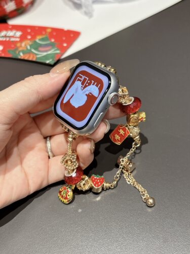 适用苹果手表iwatch9/8表带s7手链applewatch6/5/4/3福字平安表带