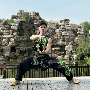 竞赛男子女子南拳服 武术服 太极服 刺绣龙凤花 亮片比赛服装