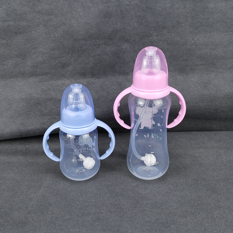 婴儿食品级聚丙烯PP塑料奶瓶150ml标准口径280ml带手柄含吸管防摔