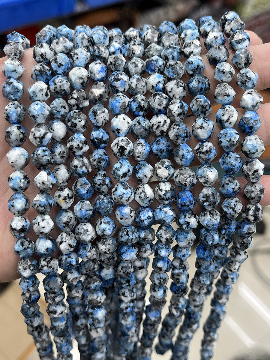 天然k2石散珠切面手链项链diy半成品蓝铜矿黑云母石手串饰品配饰