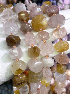 天然黄胶花散珠不定形切面手链项链半成品DIY黄胶花手串饰品配饰