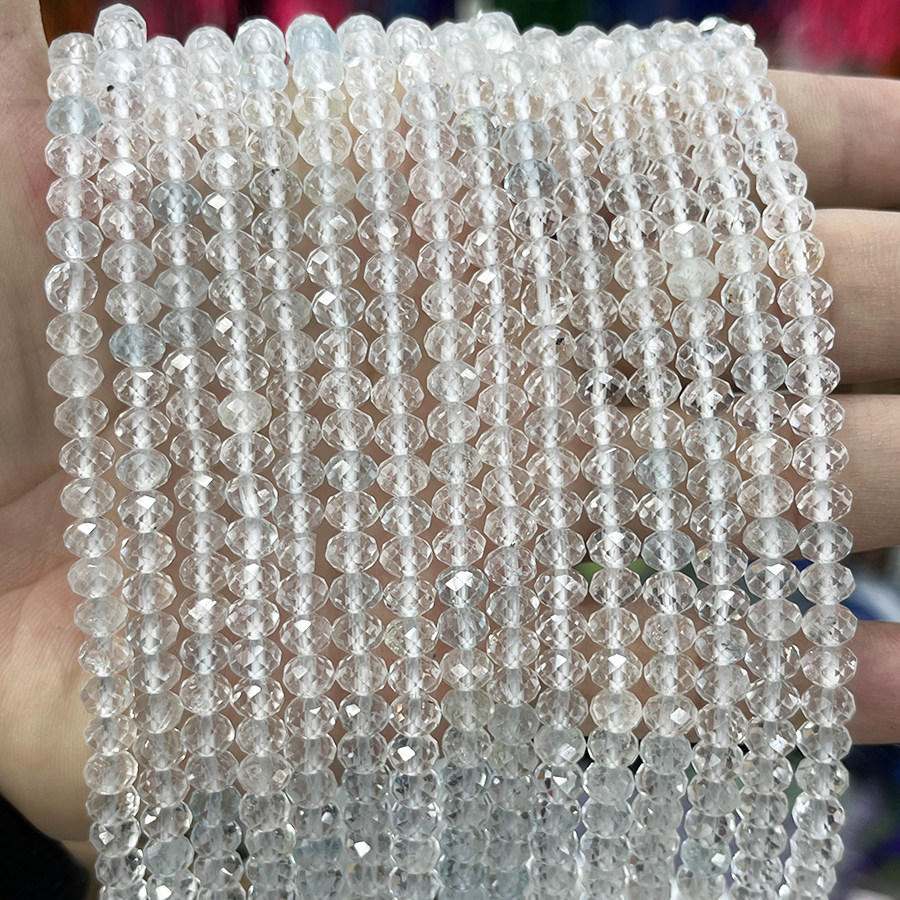 天然托帕石盘珠切面散珠手链项链半成品DIY水晶原石手串饰品配饰