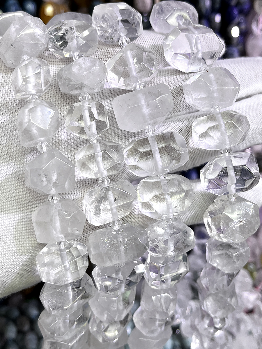 天然白水晶散珠不定形diy手串