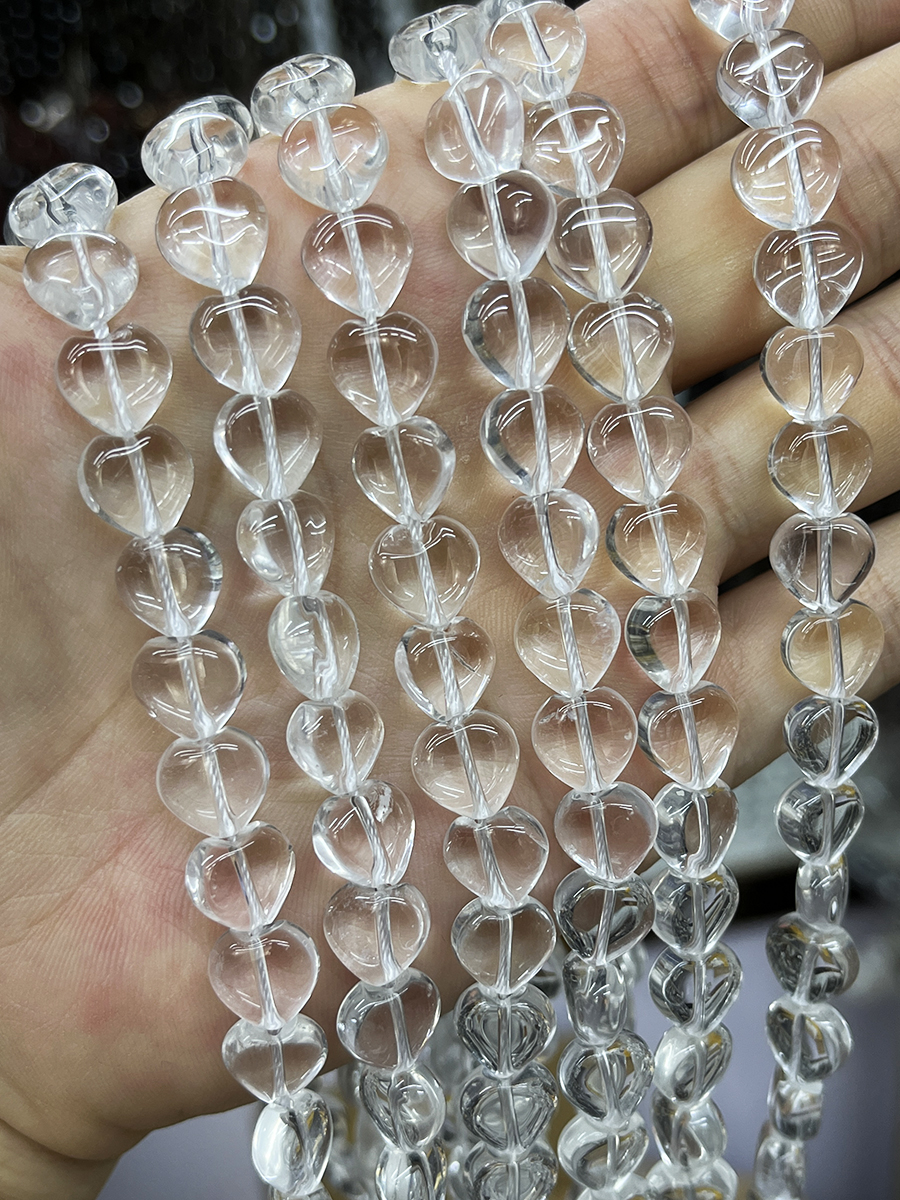 天然白水晶心形亮面diy水晶手串