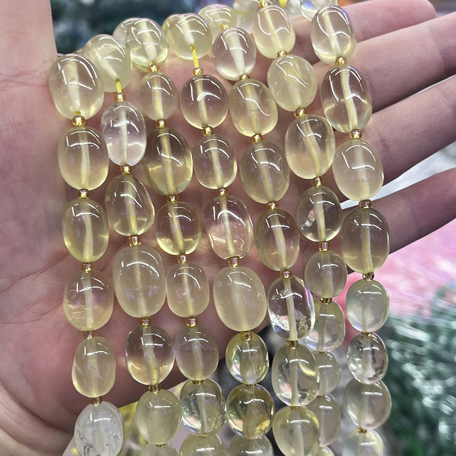 天然柠檬晶随形散珠手链项链半成品DIY黄水晶原石手串珠饰品配件