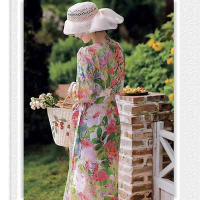 莫奈花园采青拍照连衣裙