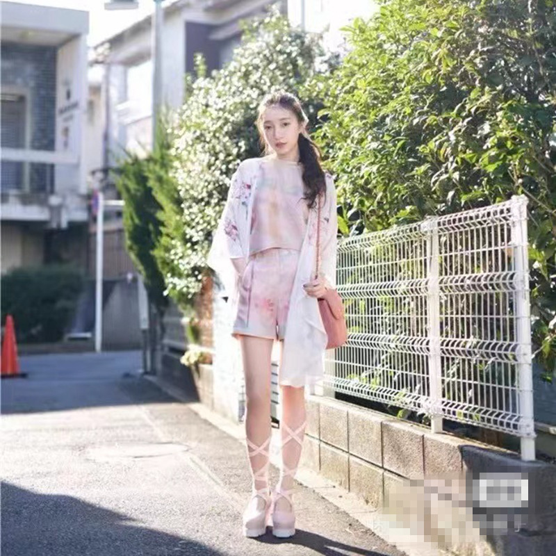 DEAR栗可爱少女短裤 巴多胺高腰夏季裤子 森女系日系裤拼接裤子