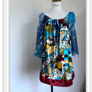 真丝连衣裙 可露肩宽松直筒款裙子短裙全桑蚕丝大袖子夏天