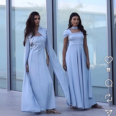 重工钉珠记服钉珠连衣裙带披肩