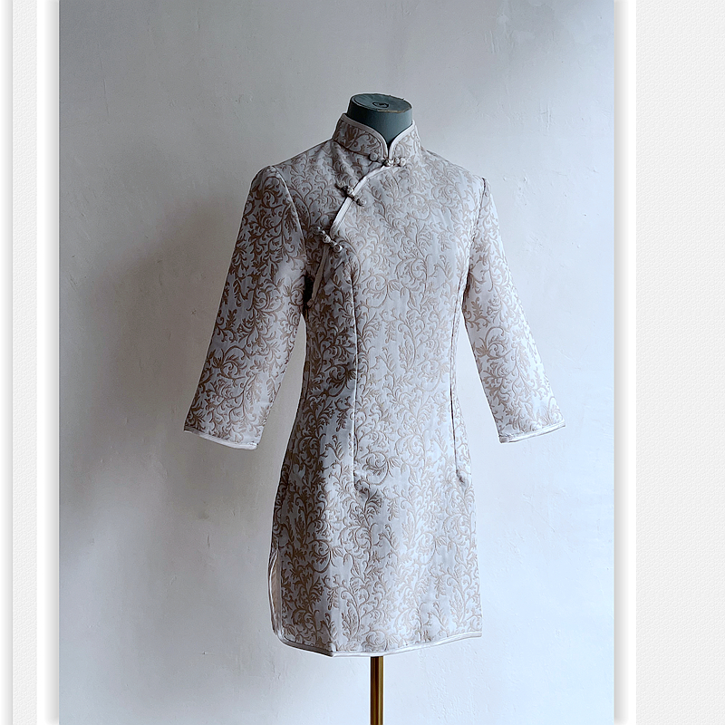 国风旗袍织锦提花连衣裙