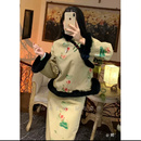 民国复古真兔毛镶边开襟旗袍套装 上衣加半身裙筒裙秋冬加绒厚