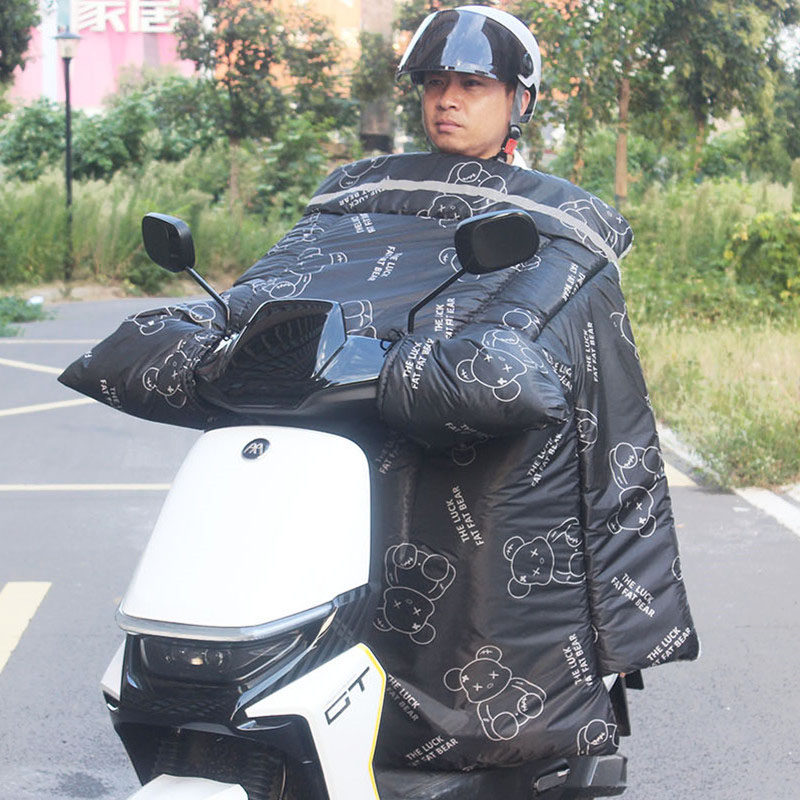 电动车挡风被冬季加绒加厚防水加大踏板电瓶摩托车防风罩防寒冬款