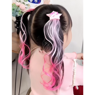 小马保莉儿童假发辫子挑染公主可爱卡通五角星头饰女宝卷发发夹